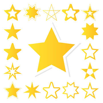 Yellow star vector icon set
