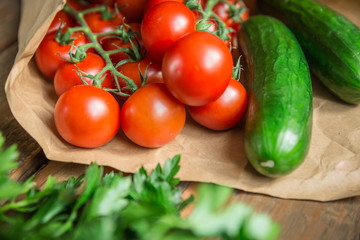 Collection of vegetables. Shallow depth of field.