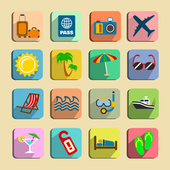 Global tourism icons set