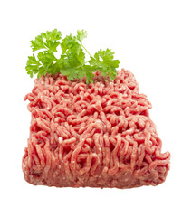 Raw ground beef. isolated on white