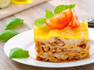 Classic lasagna with bolognese sauce