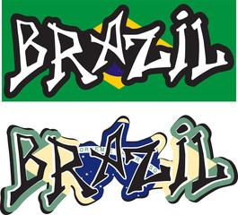 Brazil word graffiti different style. Vector