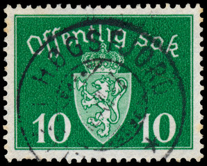 Stamp printed in Norway, shows Norway Coat of Arms