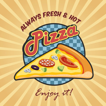 Pizza slice advertising poster