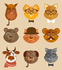 Animal hipsters icons