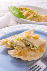 pierogi with wild garlic filling