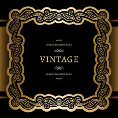 Vintage gold background, square ornamental frame