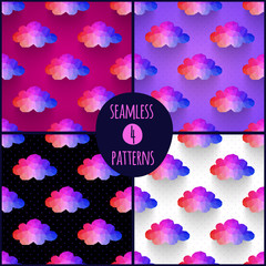 Set of 4 seamless patterns. Background made of triangles. Square - 63771925