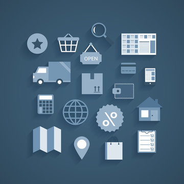 Collection of online shopping pictograms