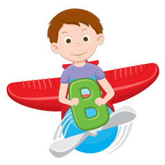cartoon boy on a plane