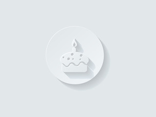 Floating Birthday Cake Icon with Long Shadow