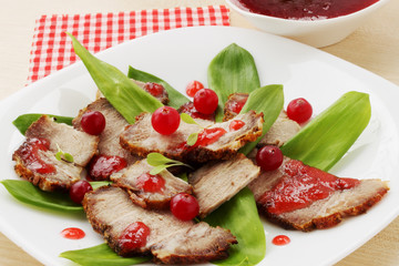 Salad with meat and cranberries