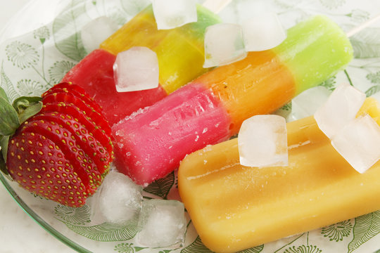 Fruit ice with strawberries