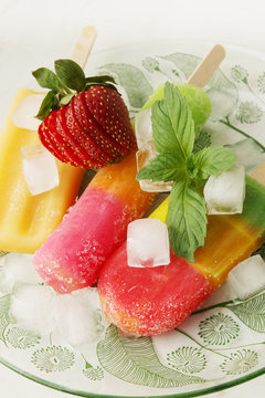 strawberries  and Fruit ice