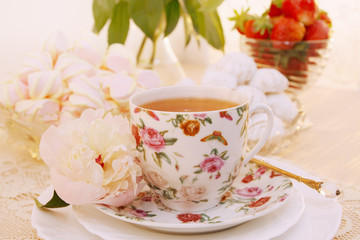 Obraz na płótnie Canvas Wiosna rano herbata