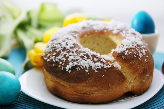 round cake with coconut