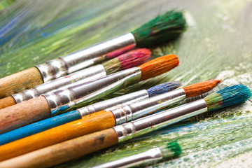 Fototapeta premium Paints and brushes