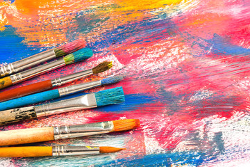 Fototapeta premium Paints and brushes