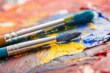 Fototapeta premium Paints and brushes