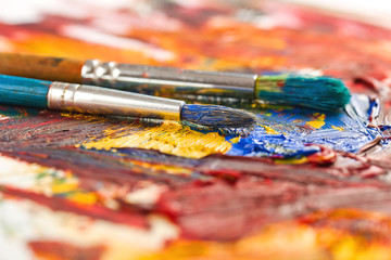 Fototapeta premium Paints and brushes