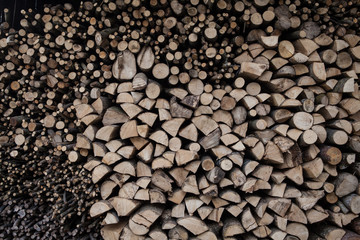 Densely stacked wood