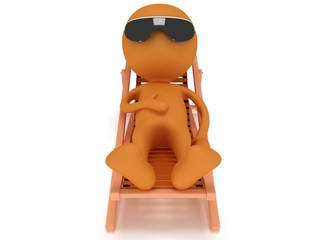 3d man having a rest on chaise lounge.