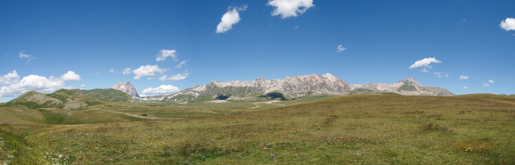 The park of Rocca Calascio, view on the Gran Sasso Mountain