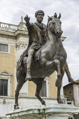 Naklejka premium Equestrian Statue of Marcus Aurelius at Piazza del Campidoglio,
