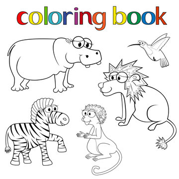 Kit of animals for coloring book