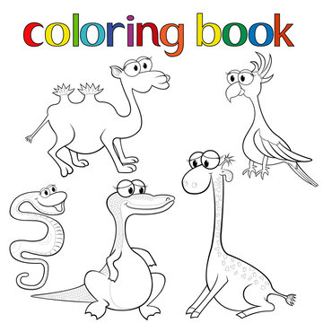 Set of animals for coloring book