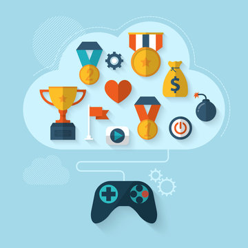 Flat modern design vector concept for gamification