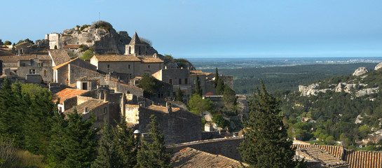 Fototapeta na wymiar Panorama of Baux de Provence - typical Village in France
