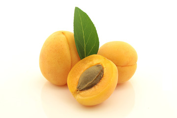 Aprikose mit blatt isoliert