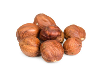 Hazelnuts isolated on white