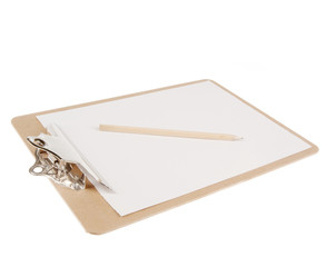 Empty document in a clipboard (sketch board) isolated on white