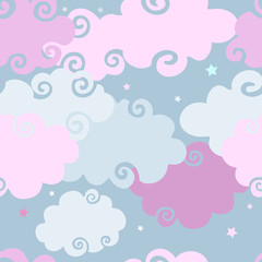 Pink Clouds seamless background.