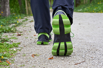 Two legs walking in spring park