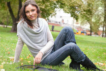 Young woman using tablet computer