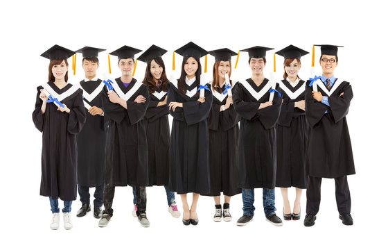 All graduation student standing a row