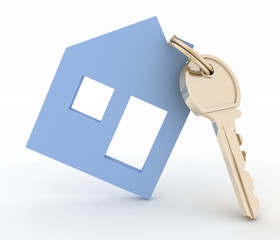 3d model house symbol with key.