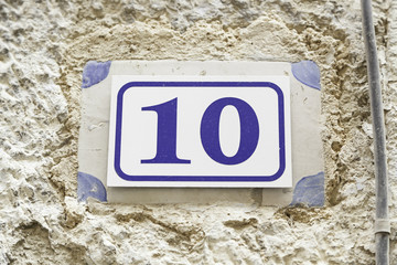 Number ten on a wall