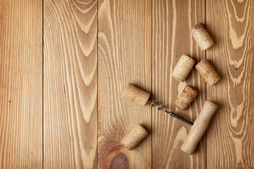Corkscrew and wine corks