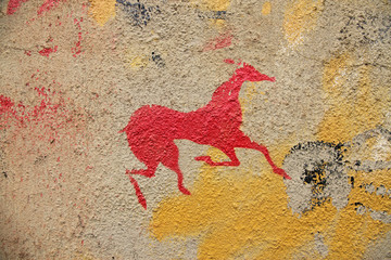 graffiti caballo dibujo prehistoria 1628-f14 - obrazy, fototapety, plakaty
