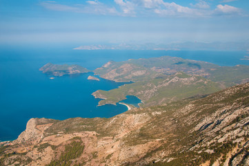 Fototapeta na wymiar Panoramiczny widok z lotu ptaka na Turcja, Oludeniz, Śródziemnomorska