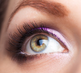 Closeup of beautiful eye with glamorous makeup