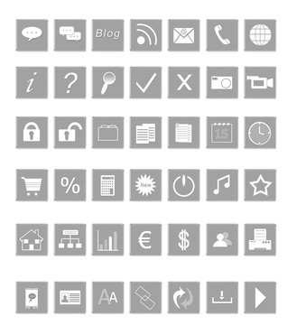 Set of icons for the Web in gray colors