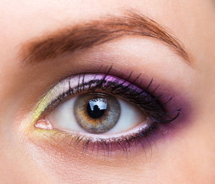 Closeup of beautiful eye with glamorous makeup
