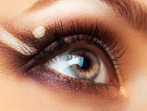 Closeup of beautiful eye with makeup