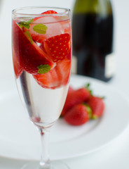 Strawberries in glass with mint