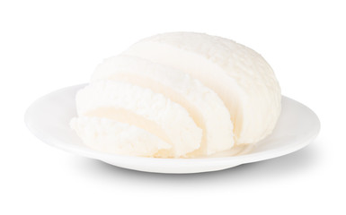 Sliced ​​Cheese On A White Plate